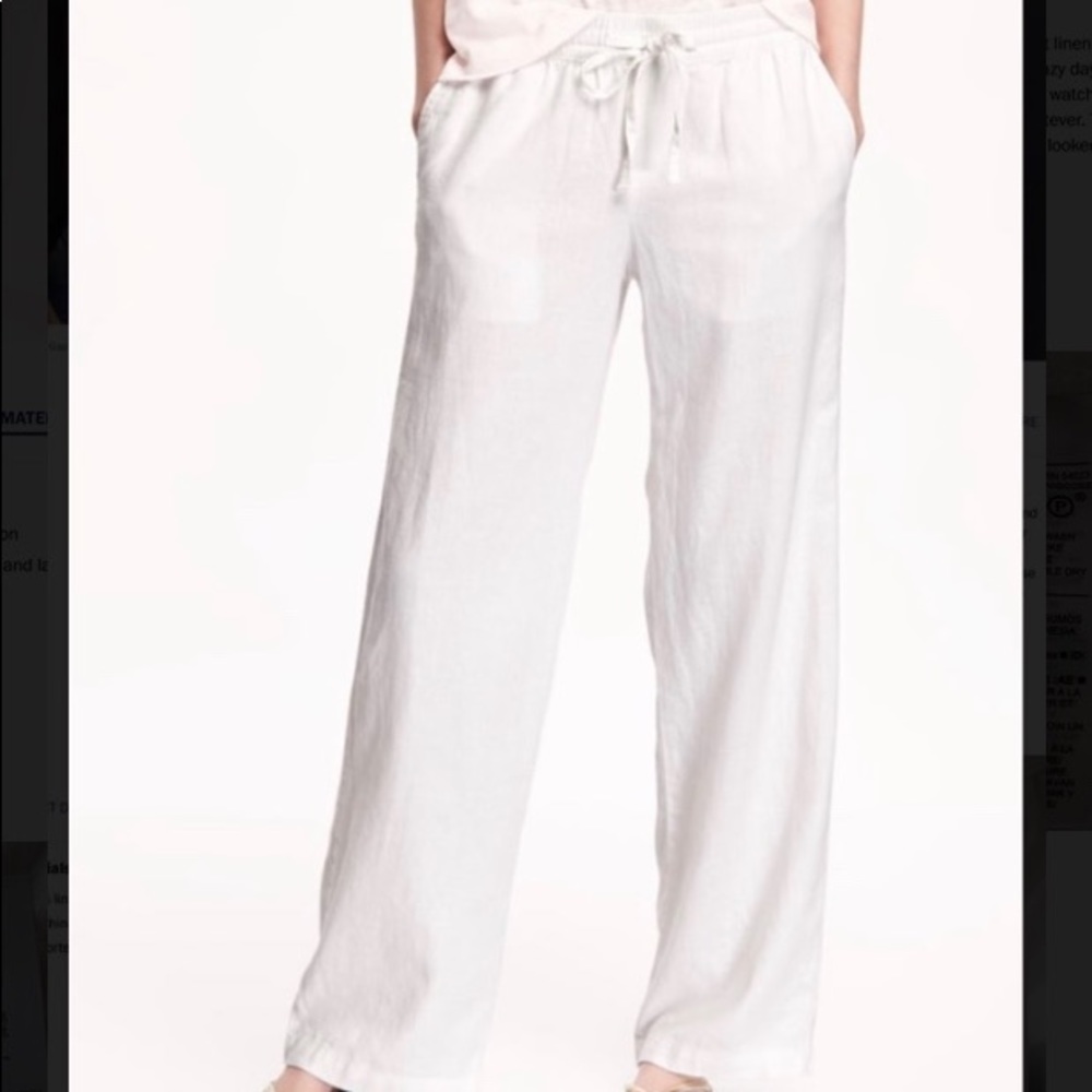 Old Navy Linen-Blend Pull-On Pants White NWT